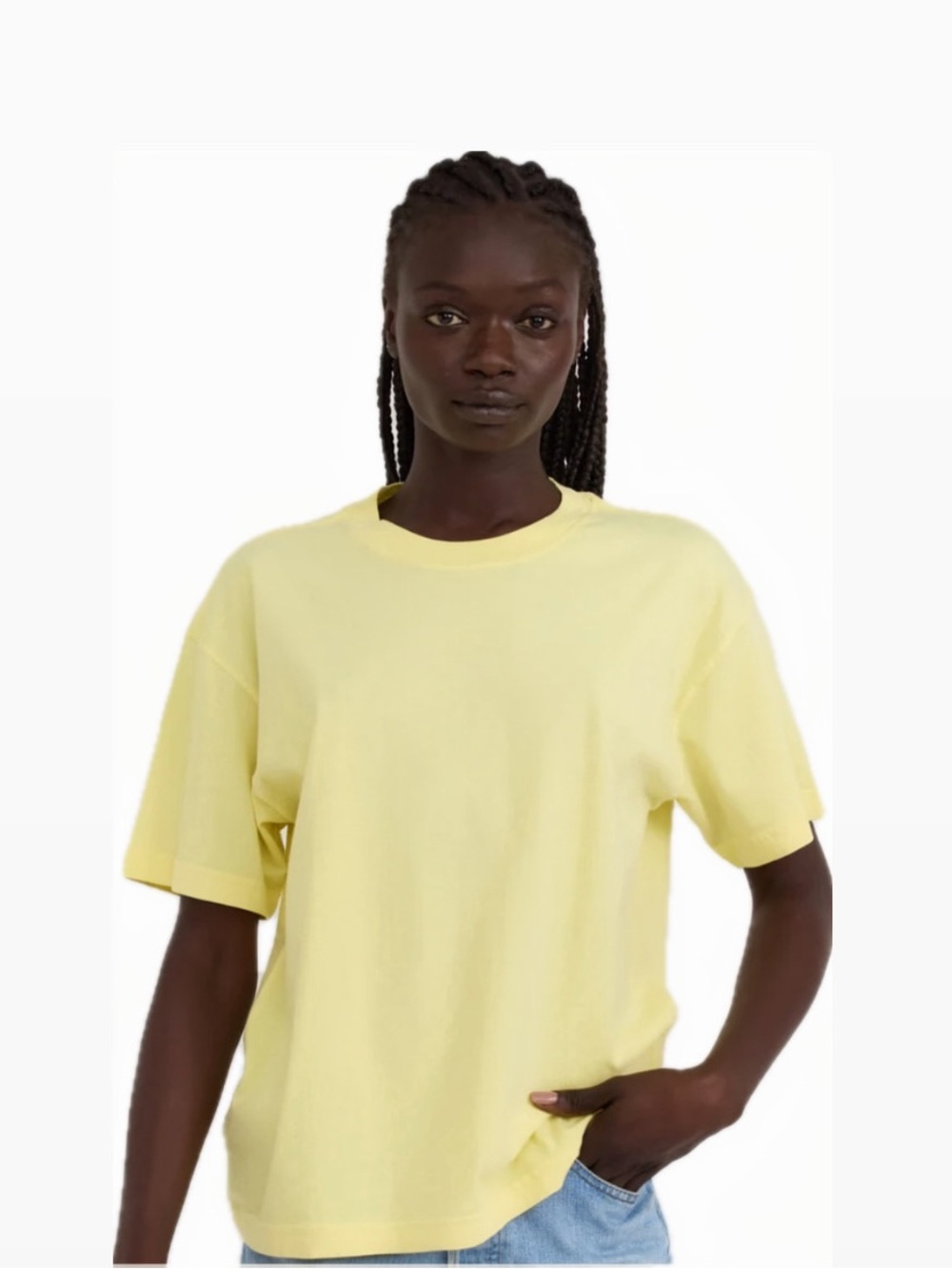 ORGANIC BASICS WOMEN S TRUE BOXY TEE YELLOW LIGHT LEMON SHIRT SLEEVE CREW NWT